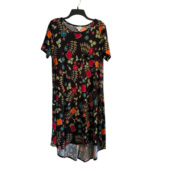LulaRoe Floral Stretch MIDI Dress Womens MEDIUM Multicolor Flowers Short Sleeves - Picture 16 of 16
